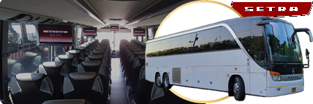 Setra Coach inside and outside with a logo